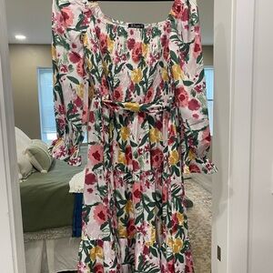 Simple Pink and Red Ruffled Tiered Sundress